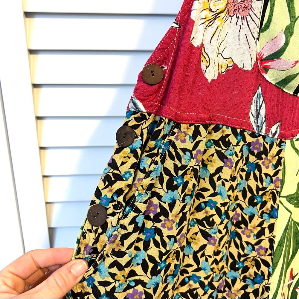 Sacred Threads Multicolor Patchwork Overalls Jump… - image 3